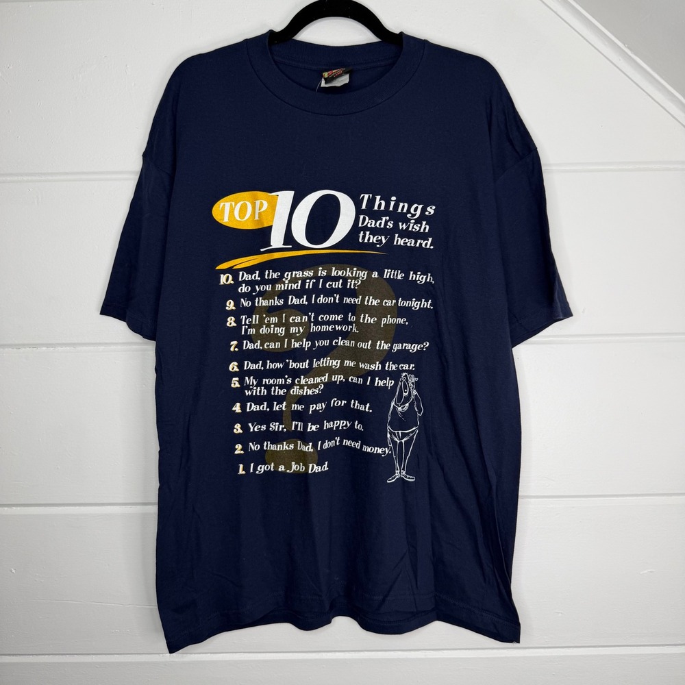 Vintage TSI Top 10 Things Dad's Wish They Heard Funny T Shirt Navy Large NEW